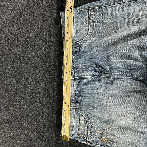 Vintage 2000s Y2K Low Rise Denim Micro Mini Skirt Embroidered Retro Festival 34" - Picture 8 of 9